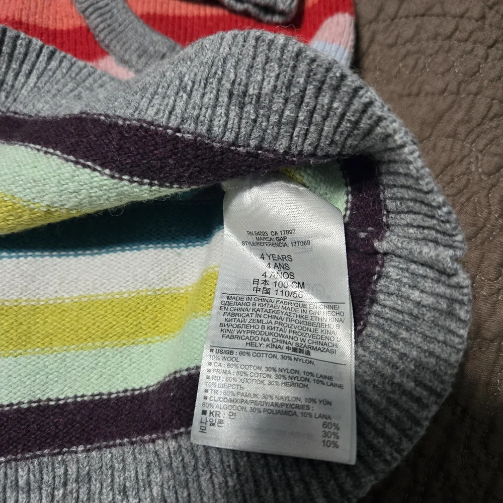 BABY GAP holiday crazy stripe sweater dress kids tunic top 4t